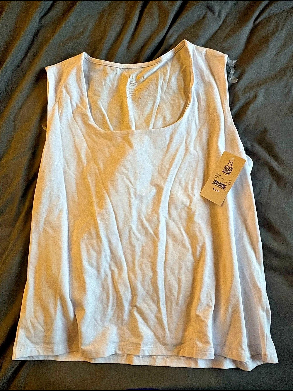 LAURA Scoop Neck Cami White Tank Top XL